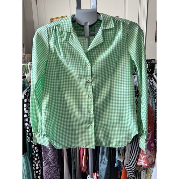 JH Collectibles Tops - JH Collections Green And White Gingham Collared Button Up Shirt -‎ Size 8/9